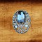 Oval Gunmetal Gothic Crystal Brooch with AB Rhinestones for Vintage Costume Jewelry